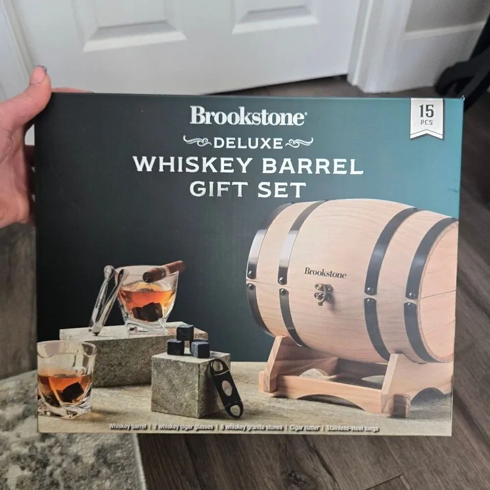 Brookstone Deluxe Whiskey Barrel Gift Set - Natural Wood - Picture 3 of 3